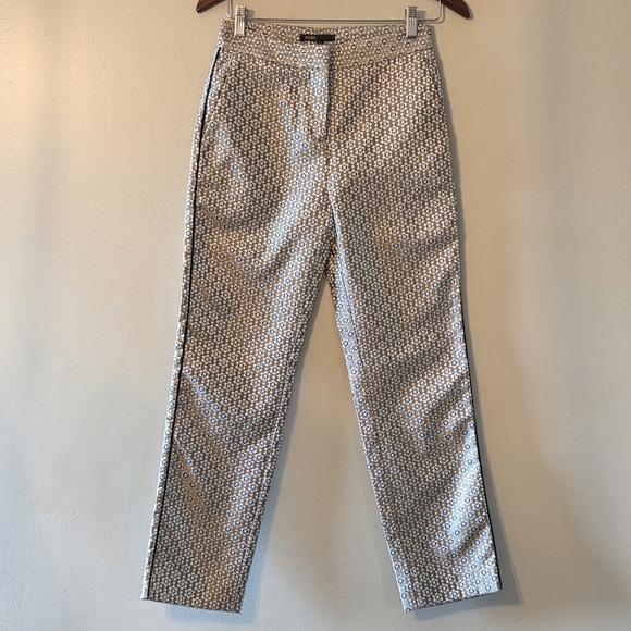 Maje Women's Floral Print Straight Jacquard Metallic Trousers Pants Size EU 34 - Picture 7 of 16